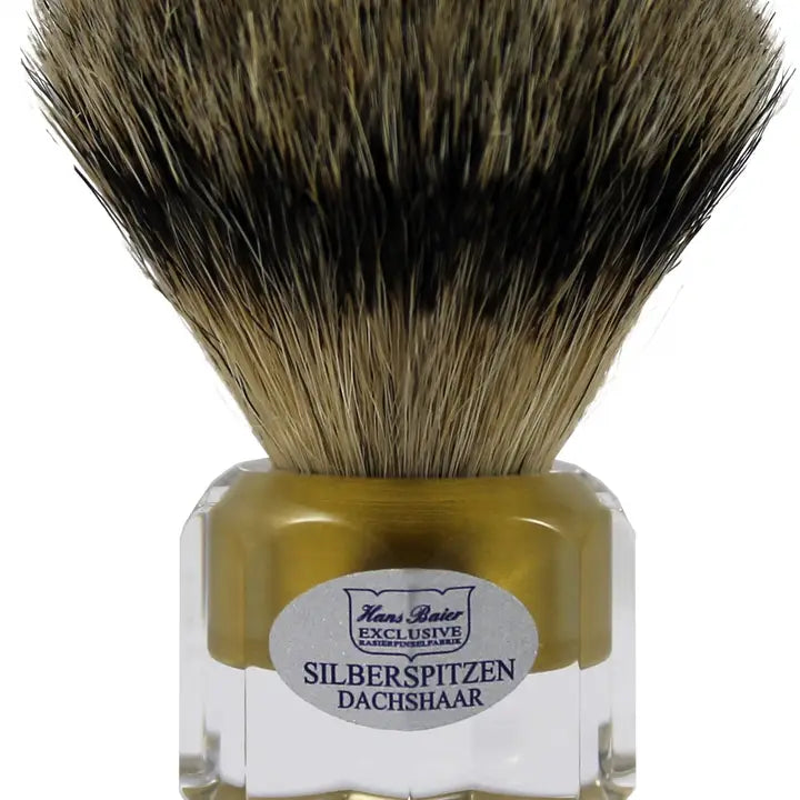 Hans Baier Exklusive Shaving Brush Acrylic Clear/Gold