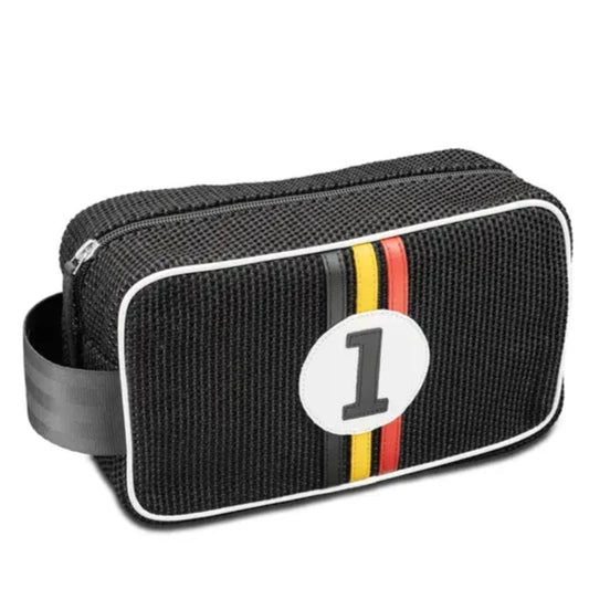 E2R Paris Black Toiletry Bag with Belgium Leather Pattern