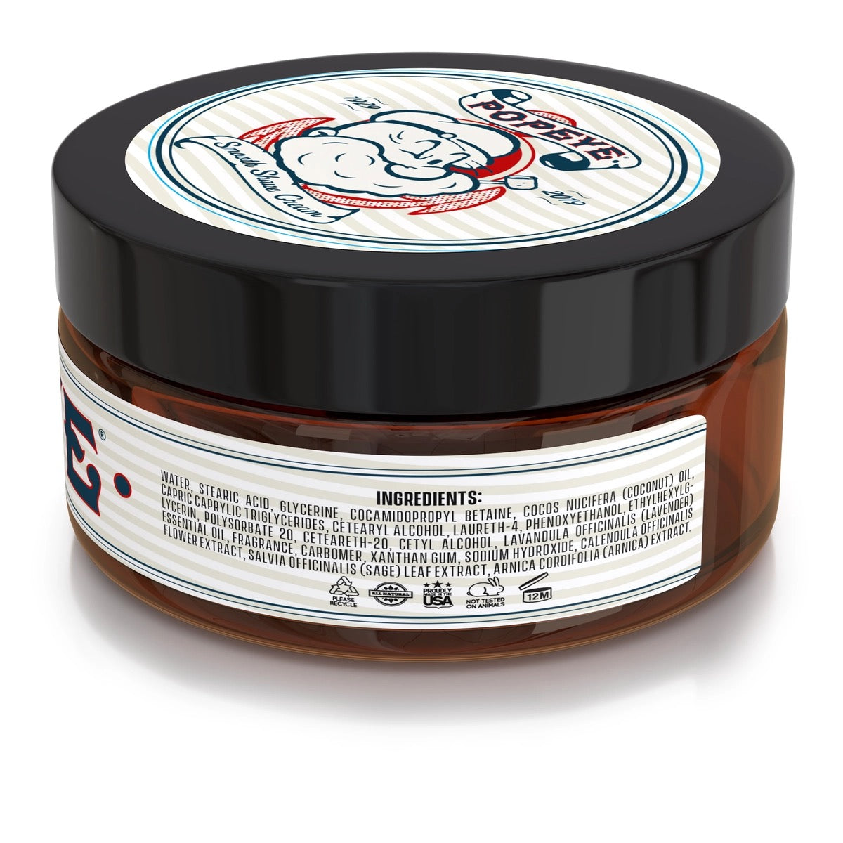 POPEYE Shave Company Sandalwood Shave Cream – 8 oz (Non-Lathering)