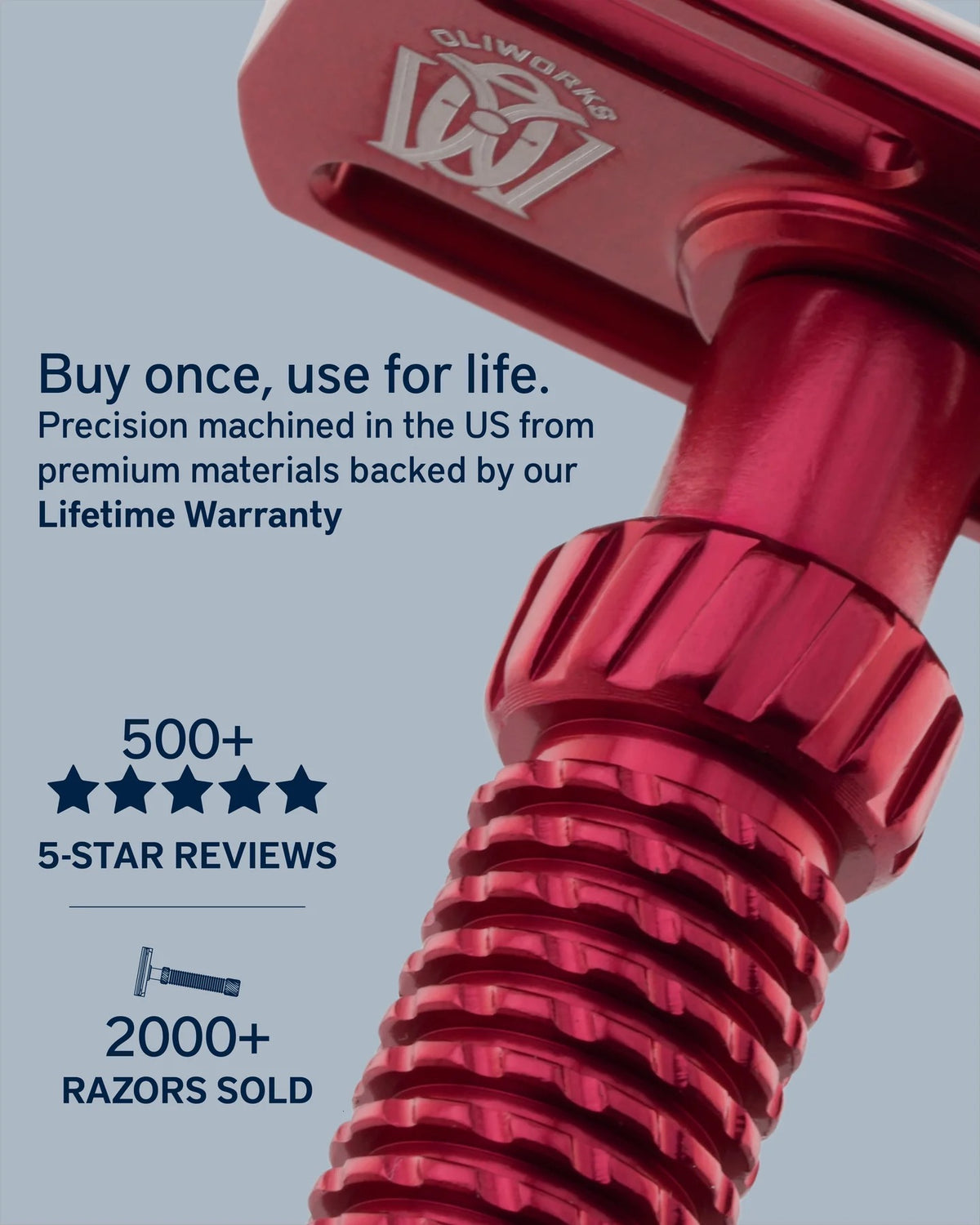 OliWorks M3TEORITE Aluminum Safety Razor – Blue