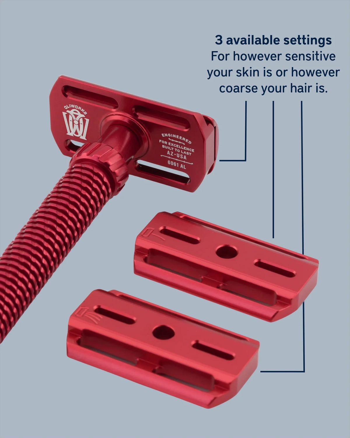 OliWorks M3TEORITE Aluminum Safety Razor – Blue
