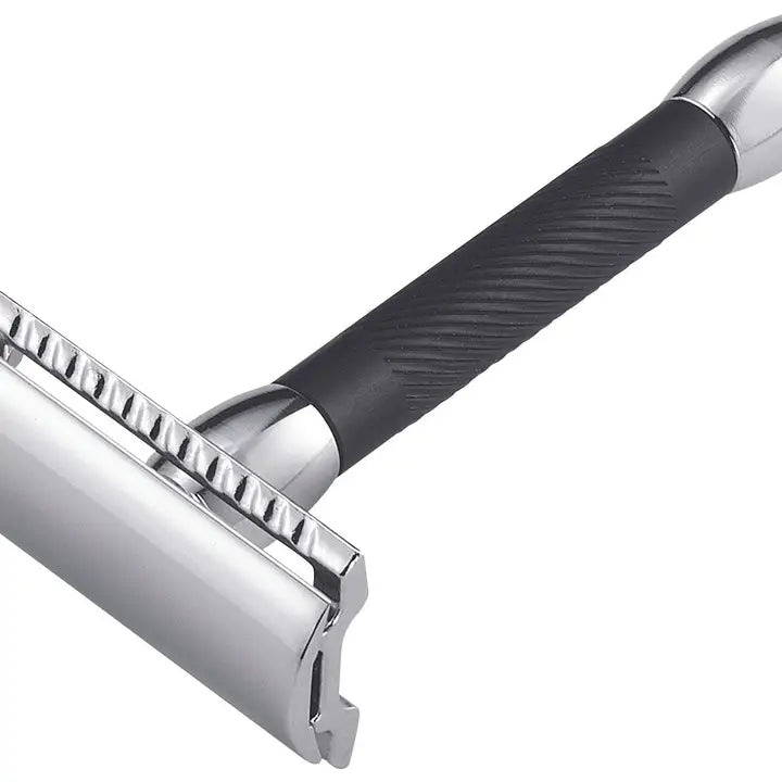 Merkur 30c Double Edge Safety Razor Straight Cut Chrome Black