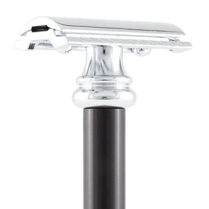 Merkur 38C Double Edge Safety Razor – Straight Cut, Extra Long Handle, Black