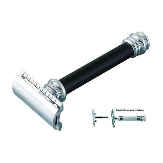 Merkur 38C Double Edge Safety Razor – Straight Cut, Extra Long Handle, Black