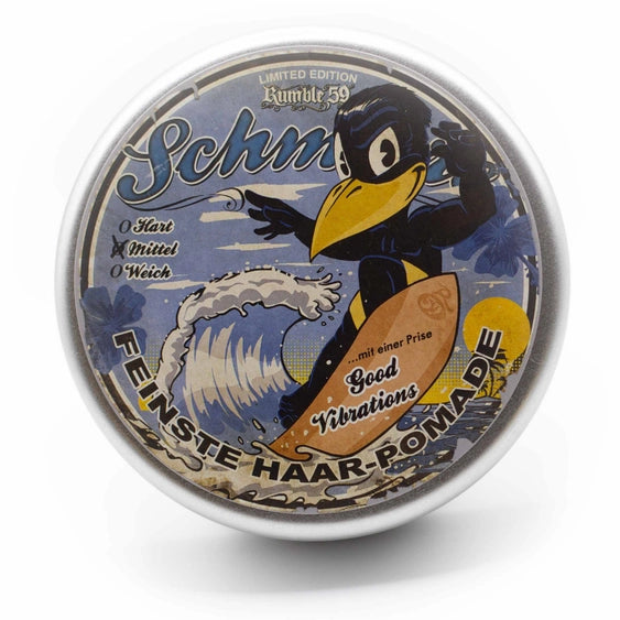 Pomade container with cartoon character on a white background