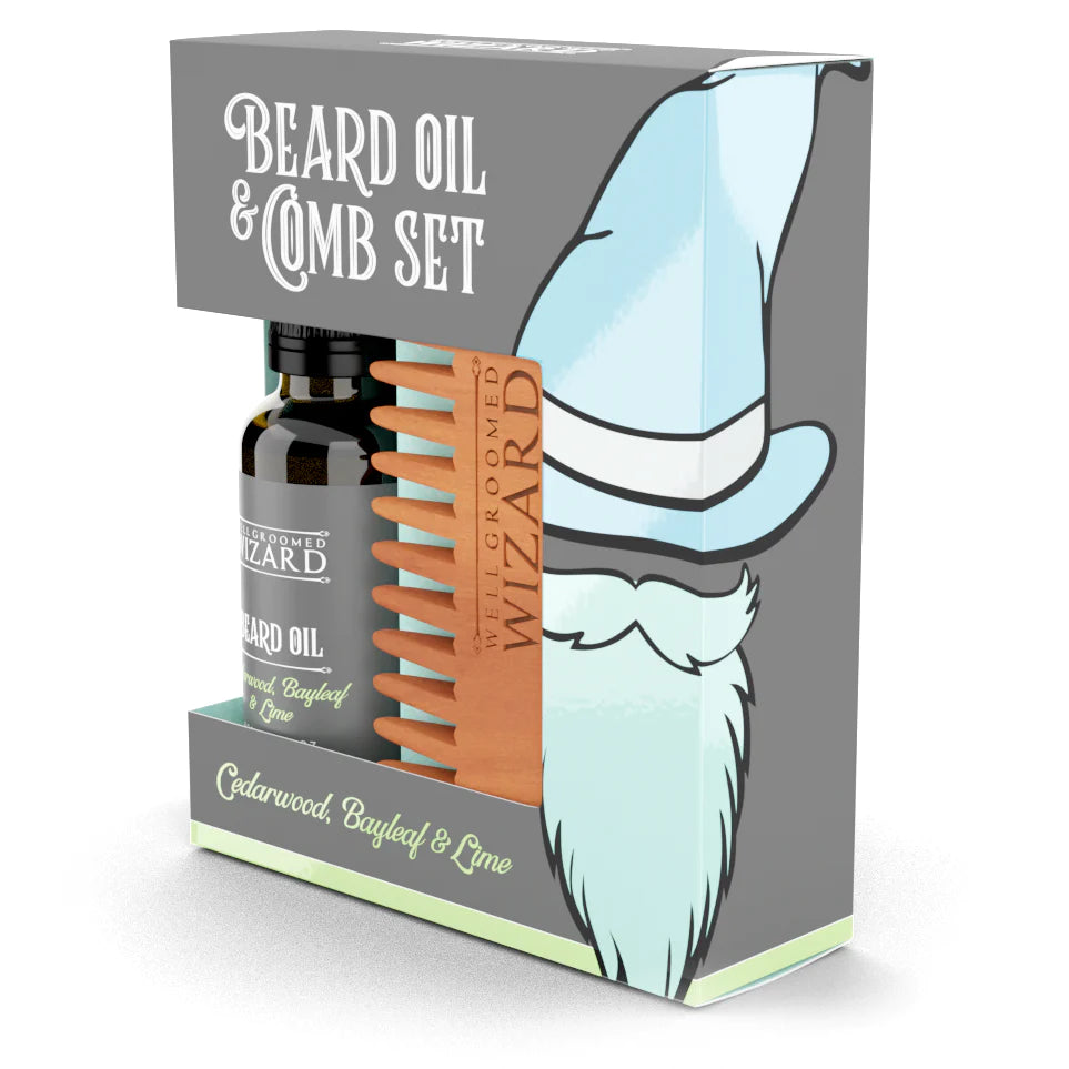 wizard Beard Oil & Comb Gift Set 30ml -Cedarwood Bayleaf & Lime