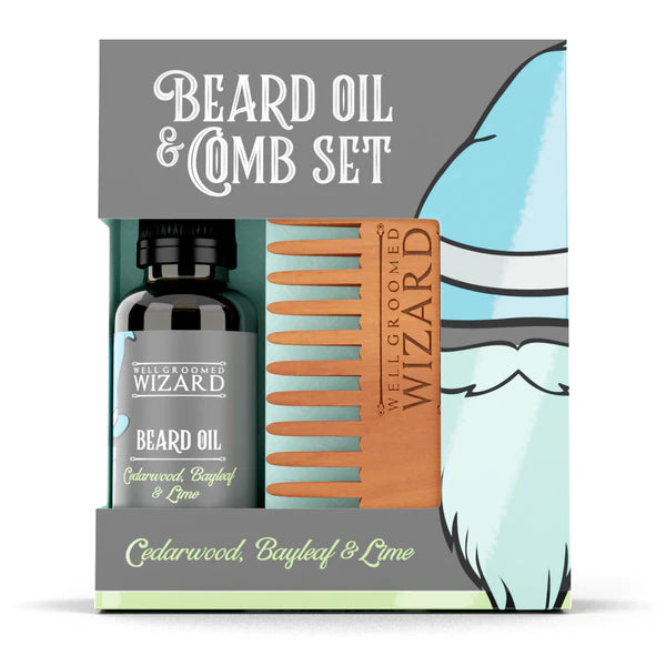 wizard Beard Oil & Comb Gift Set 30ml -Cedarwood Bayleaf & Lime