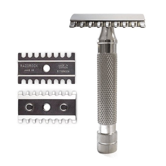 RazoRock Game Changer 68 JAWS Double Edge Stainless Steel Safety Razor - Shaving Time