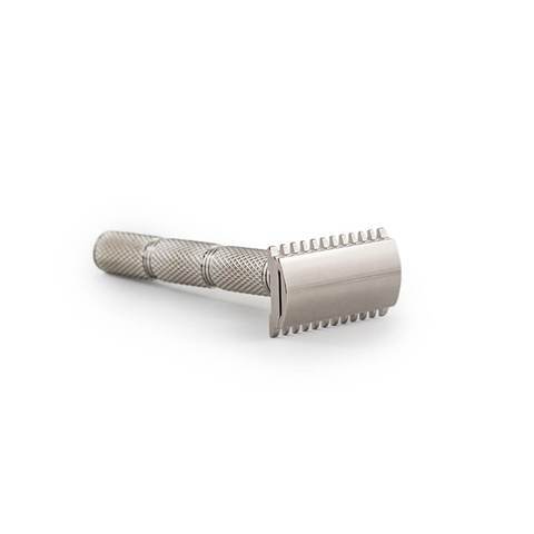 RazoRock Game Changer 84-P Open Comb Double Edge Super Knurl DE Safety Razor - Shaving Time