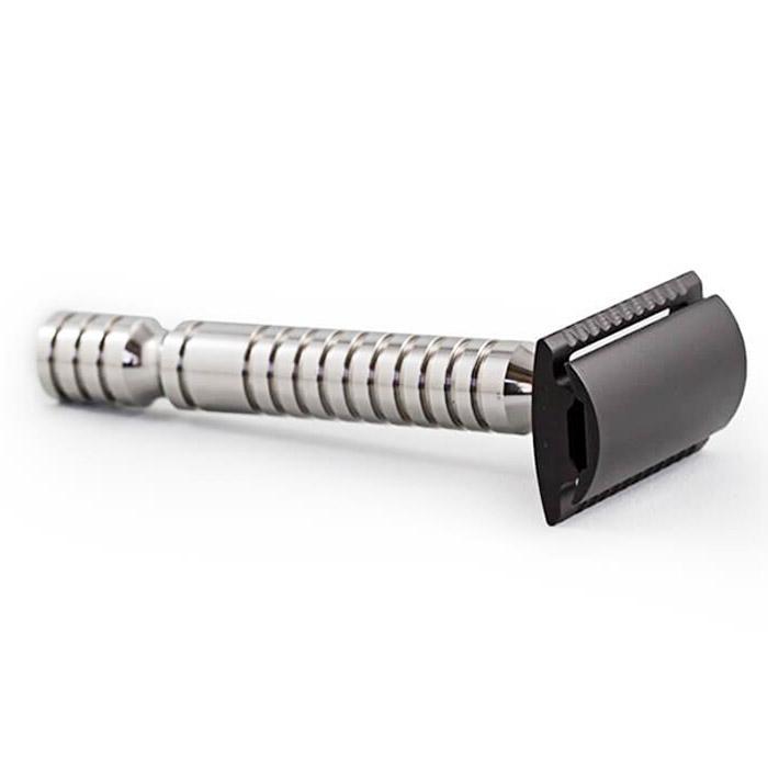 RazoRock MJ-90A Stainless Steel Halo Handle Double Edge Safety Razor - Shaving Time