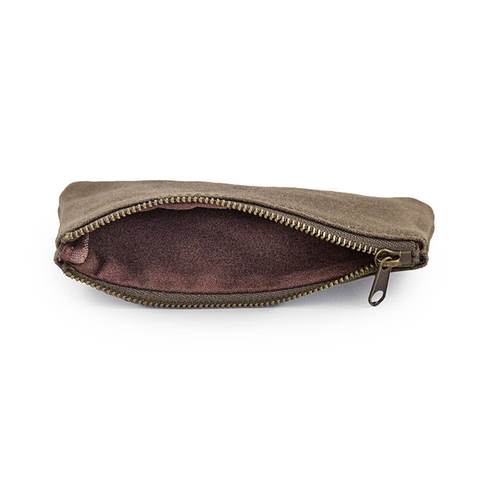 RazoRock Water Repellent Waxed Canvas Zippered Razor Pouch - Military green - Shaving Time