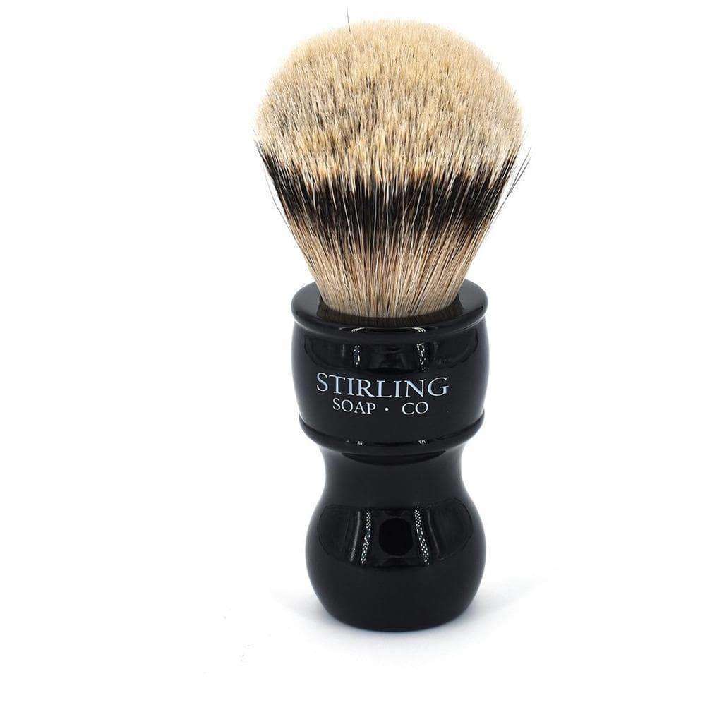 Stirling High Mountain White Badger Shave Brush (24mm x 53mm) Black - Shaving Time