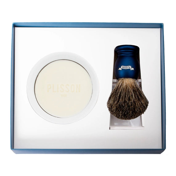 Plisson 1808 Genuine Essential Shaving Brush Initiation Set - Midnight Blue