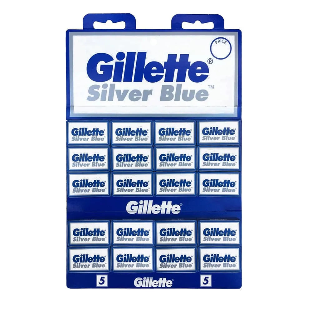 double edge razor blades Gillette Silver Blue pack of 5 blades ...
