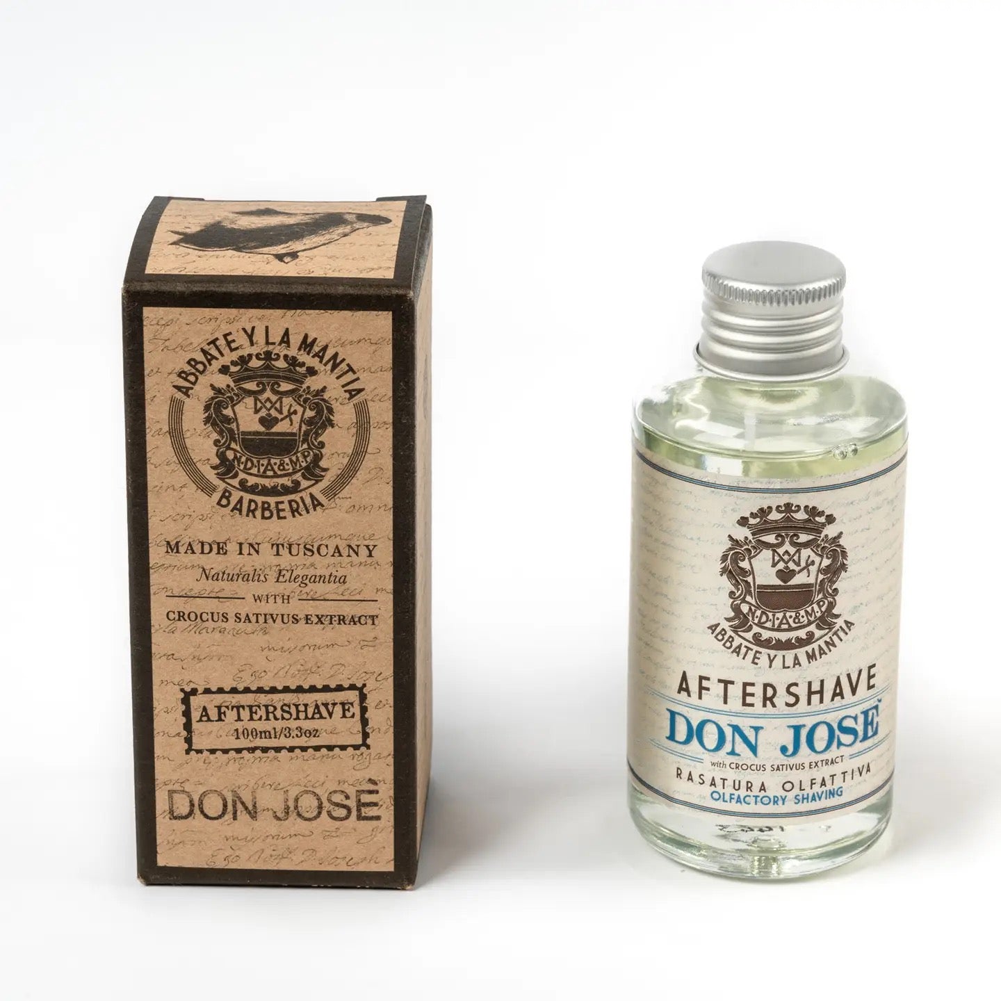 Don Jose aftershave bottle and packaging on a white background
