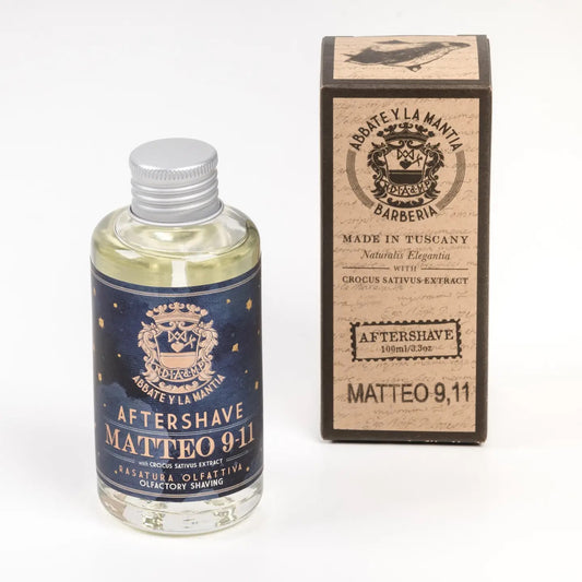 Aftershave bottle and packaging with branding on a white background