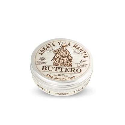 Buttero hard shaving soap container on a white background