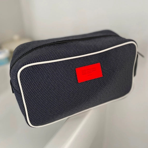 E2R Paris Toiletry Bag in Blue Canvas Leather Steve Mcqueen