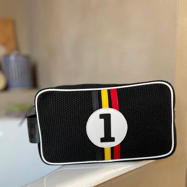 E2R Paris Black Toiletry Bag with Belgium Leather Pattern