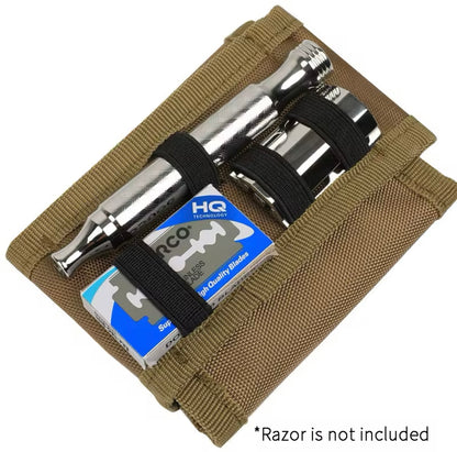 Safety Razor Travel Case with Pouches for Blades In Khaki