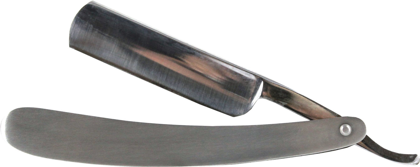 Shaving razor with a metallic finish on a white background