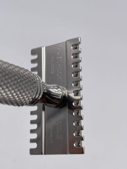 RazoRock Game Changer 68P Open Comb Double Edge Safety Razor - Super Knurl Handle