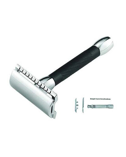 Merkur 30c Double Edge Safety Razor Straight Cut Chrome Black