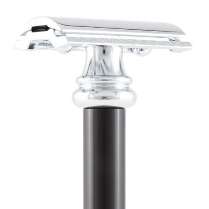 Merkur 38C Double Edge Safety Razor – Straight Cut, Extra Long Handle, Black