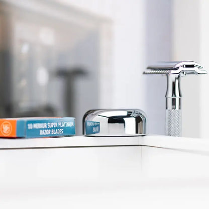 Merkur Razor Set: 23C Razor & 4005 Stand, Bright Chrome, 2pc