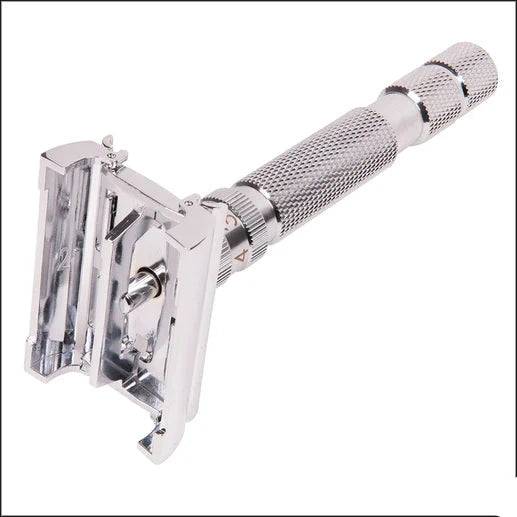 White Handle Razor Rockwell Safety Razor T2 White Chrome – Shaving Time