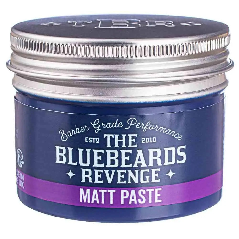 Jar of The Bluebeards Revenge Matt Paste with blue and purple label