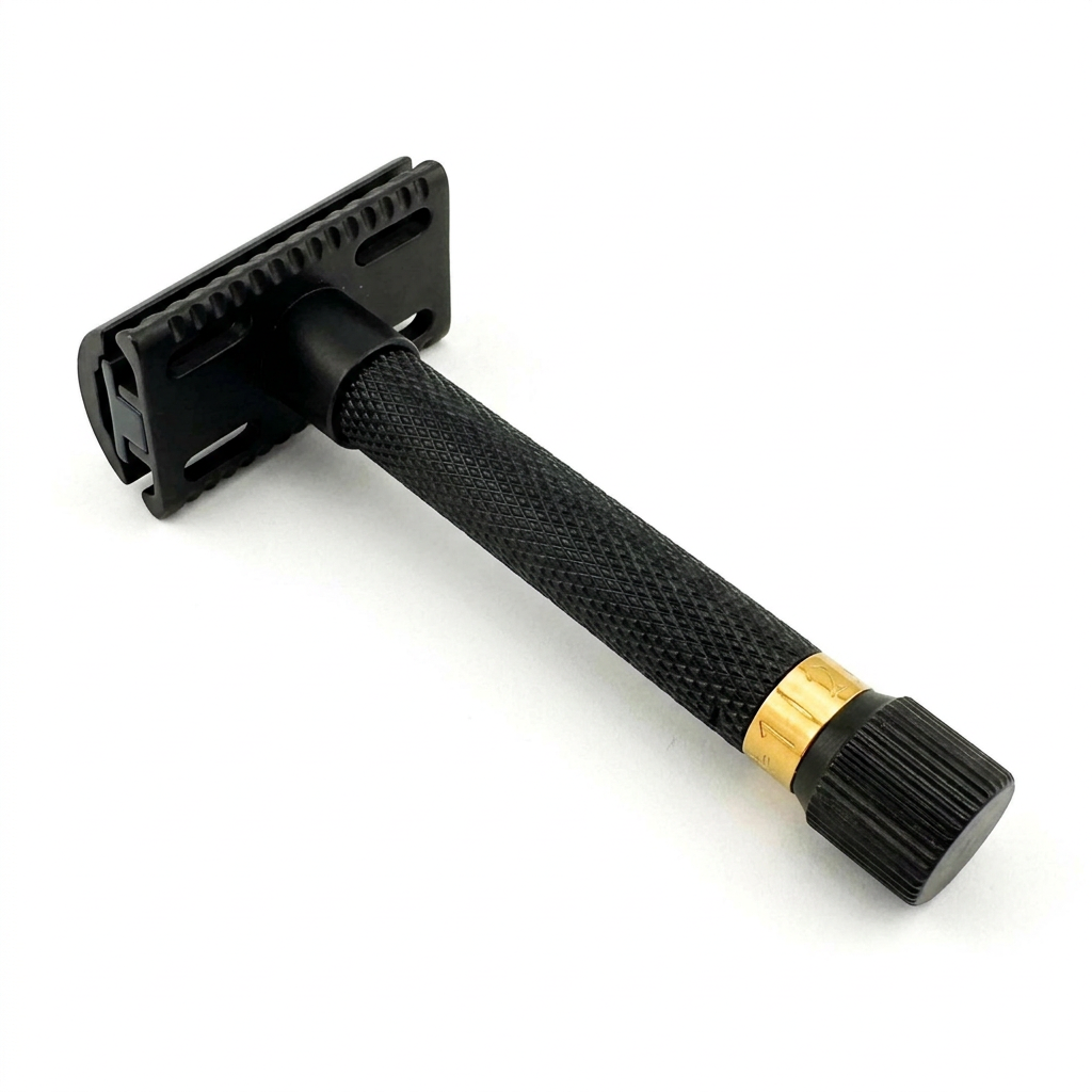 Black and gold razor in a studio setting