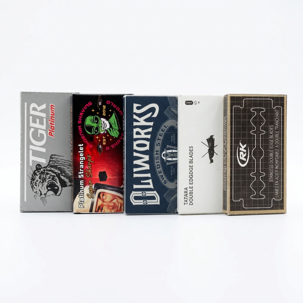 Five-brand razor blade sampler product image