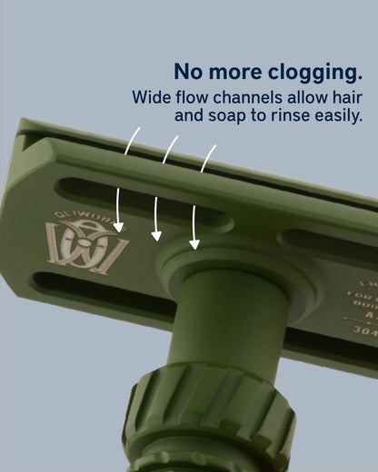 OliWorks M3TEORITE  IN GREEN WITH FULL SET OF PLATES  Stainless Steel Safety Razor