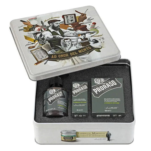 Proraso set beard kit Cypress and Vetyver metal box collection
