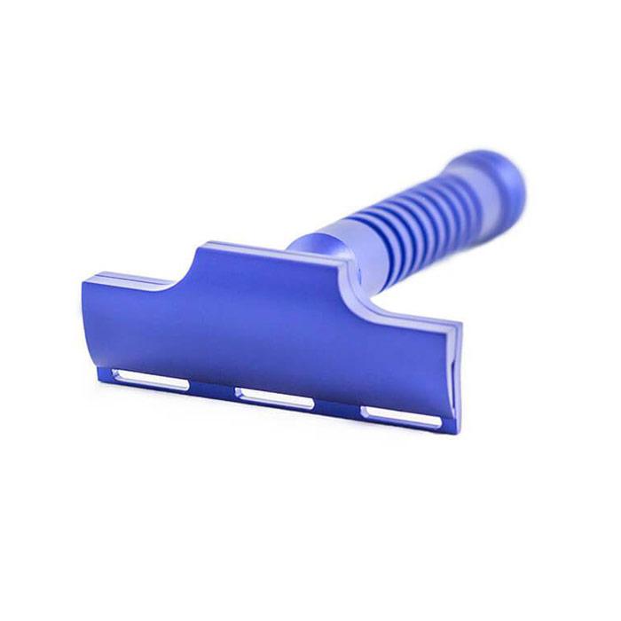 Light Blue Handheld Razor Electric Blue Hawk Single Edge Safety Razor V2 by RazoRock - Shaving Time