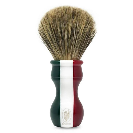 Extro Cosmesi Italian Tricolour Mixed Bristle and Yew Shaving Brush - Shaving Time