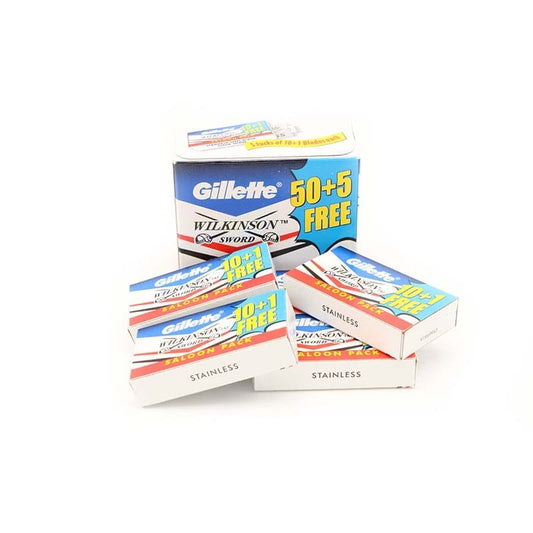 Gillette Wilkinson Sword Saloon Pack Double Edged Razor Blades ( Pack of 50 + 5 free) - Shaving Time