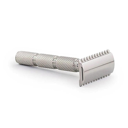 RazoRock Game Changer 68P Open Comb Double Edge Safety Razor - Super Knurl Handle - Shaving Time
