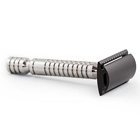 RazoRock MJ-90A Stainless Steel Halo Handle Double Edge Safety Razor - Shaving Time