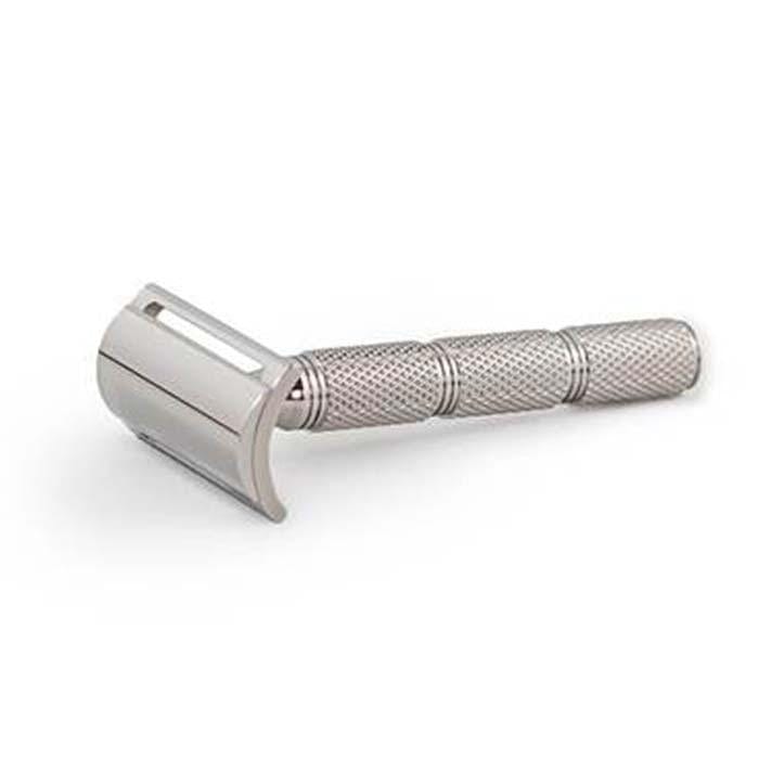 RazoRock Stainless Steel BBS Standard Double Edge Safety Razor with Super Knurl Handle - Shaving Time
