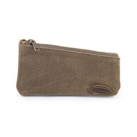 RazoRock Water Repellent Waxed Canvas Zippered Razor Pouch - Military green - Shaving Time