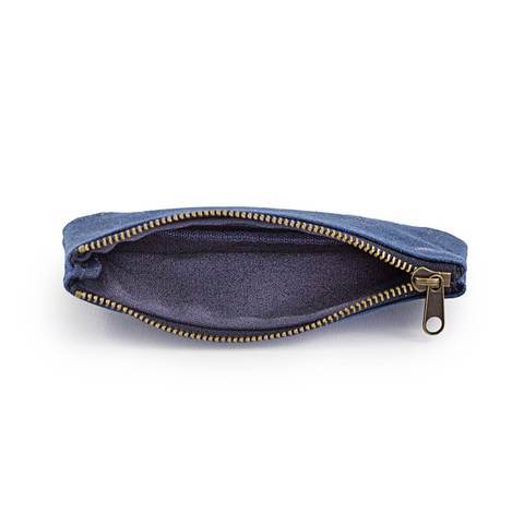 RazoRock Water Repellent Waxed Canvas Zippered Razor Pouch - Navy Bue - Shaving Time