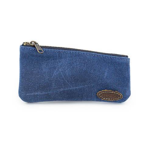 RazoRock Water Repellent Waxed Canvas Zippered Razor Pouch - Navy Bue - Shaving Time