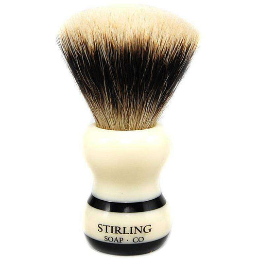 Stirling Black Striped Finest Badger Brush - 24mm Fan Knot - Shaving Time