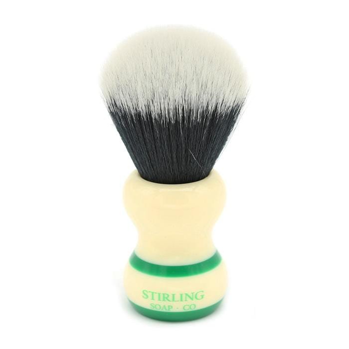 Stirling Synthetic 2 Band Brush Green Stripe (24mm X 56mm) - Shaving Time